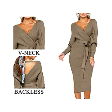CHERFLY V Neck Sweater Dress for Women - Elegant & Stylish