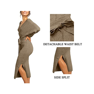 CHERFLY V Neck Sweater Dress for Women - Elegant & Stylish