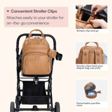 BabbleRoo Leather Diaper Bag - Stylish Baby Backpack