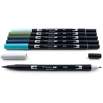Tombow 56227 Dual Brush Pen Art Markers, Wonderland, 6-Pack. Blendable, Brush and Fine Tip Markers, Portrait, 1 Count (Pack of 6)