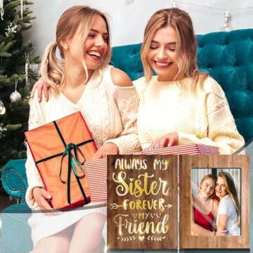 ARIDUR Sisters Gifts from Sister, Gifts for Sister, Birthday Gifts for Sister from Brother, Sister Birthday Gifts, Brown Glowing 4x6 Sister Picture Frame for Wall/Tabletop