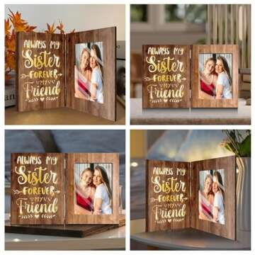 ARIDUR Sisters Gifts from Sister, Gifts for Sister, Birthday Gifts for Sister from Brother, Sister Birthday Gifts, Brown Glowing 4x6 Sister Picture Frame for Wall/Tabletop