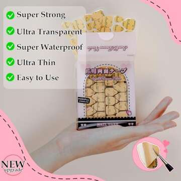 Sun&Beam Nails Adhesive Tabs 25 Sheets for Press On False Nail Tip Gel Glue Double Sided Tape Stickers Waterproof Transparent Strong Sticky (25 Sheets/600 Pcs)