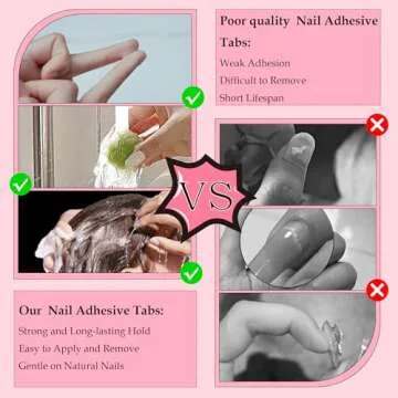Sun&Beam Nails Adhesive Tabs 25 Sheets for Press On False Nail Tip Gel Glue Double Sided Tape Stickers Waterproof Transparent Strong Sticky (25 Sheets/600 Pcs)