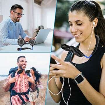 GULAKI Hands Free Neck Fan with 3 Speed Levels & LED