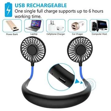GULAKI Hands Free Neck Fan with 3 Speed Levels & LED