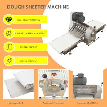 INTBUYING Tabletop Dough Sheeter Machine 16"x65'' Reversible Laminator 0.04"-1.3" Adjustable Thickne...