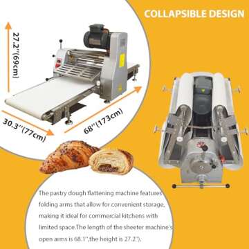INTBUYING 16'x65' Reversible Dough Sheeter for Bakery