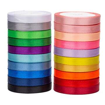20 Colors 100 Yard Satin Ribbon Fabric Ribbon Silk Ribbon Embellish Ribbon Rolls, 2/5" Wide 5 Yard/Roll, Ribbons Perfect for Crafts, Hair Bows, Gift Wrapping, Wedding Party Decoration and More