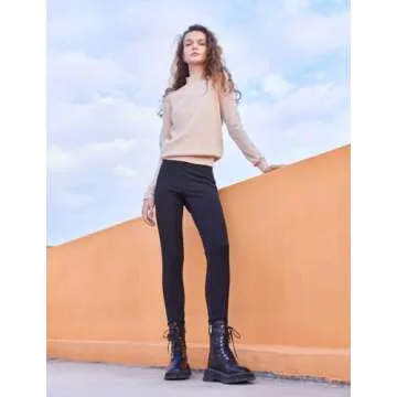 GOELIA Women's Seamless 100% Wool Sweater, Long Sleeve Crewneck Sweater Fall Winter Pullover for Women Beige