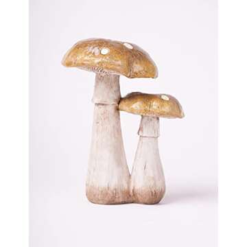 SEINHIJO Mushroom Decor Sculpture Garden Gifts Statue Outdoor Fairy Figurine Modern Patio Arts Polyresin 7.1inch