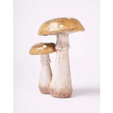 SEINHIJO Mushroom Decor Sculpture Garden Gifts Statue Outdoor Fairy Figurine Modern Patio Arts Polyresin 7.1inch