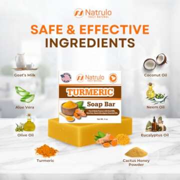Turmeric Soap Bar for Face & Body – Natural Turmeric Skin Brightening Soap for Dark Spots, Intimate Areas, Underarms – Turmeric Face Wash Reduces Acne, Scars & Cleanses Skin – Made in USA