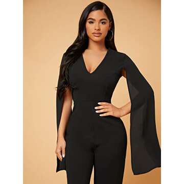 Elegant WDIRARA Women's Deep V Neck Jumpsuit - Chic Style