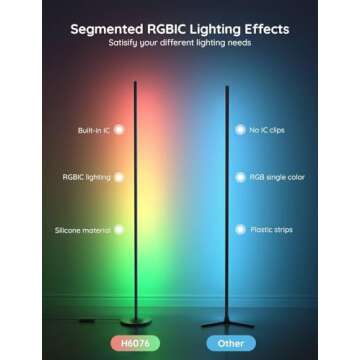 Govee RGBIC Floor Lamp, LED Corner Lamp Bundle with RGBIC Smart Table Lamp 2, Touch Bedside Lamps Work with Matter, Alexa