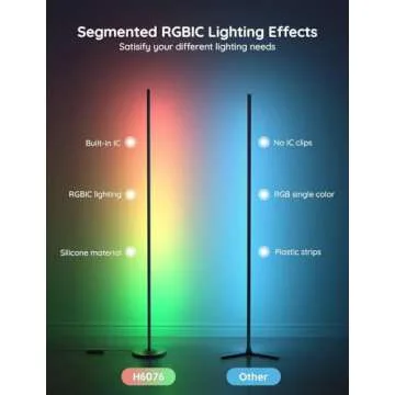 Govee RGBIC Floor Lamp, LED Corner Lamp Bundle with RGBIC Smart Table Lamp 2, Touch Bedside Lamps Wo...