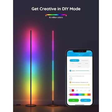 Govee RGBIC Floor Lamp, LED Corner Lamp Bundle with RGBIC Smart Table Lamp 2, Touch Bedside Lamps Work with Matter, Alexa