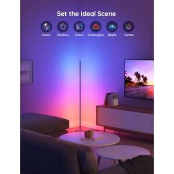 Govee RGBIC Floor Lamp, LED Corner Lamp Bundle with RGBIC Smart Table Lamp 2, Touch Bedside Lamps Work with Matter, Alexa