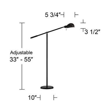 360 Lighting Dawson Traditional Task Pharmacy Floor Lamp Standing 55" Tall Dark Bronze Metal Adjustable Swing Arm Boom Arm and Head Decor for Living Room Reading House Bedroom Home