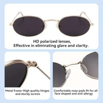 Dollger Oval Sunglasses for Women Vintage Trendy Metal Frame Glasses 90s Small Retro black Fashion shades Unisex Gray1