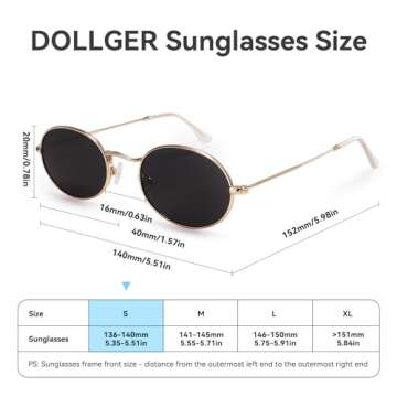 Dollger Oval Sunglasses for Women Vintage Trendy Metal Frame Glasses 90s Small Retro black Fashion shades Unisex Gray1