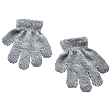 BaiX Toddler Boys and Girls Winter Knitted Writing Gloves, 1-3 Years Old, Light Grey
