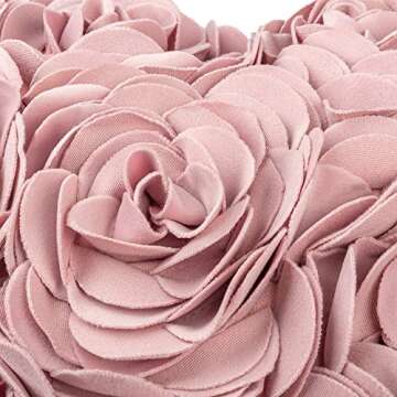 JWH Heart-Shaped Floral Accent Pillow Covers - 14x16 Inches