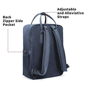 KALIDI Casual Laptop Backpack 15 Inches Classic Camping Rucksack Travel Outdoor Square Daypack College Hiking Gym Bag, Grey Blue