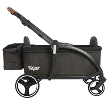 Keenz Class Push Pull Baby Toddler Kids Stroller Wagon with 1 Touch Brake, Foldable Design, Activity Tray, Storage Bin, and Removeable Canopy, Black