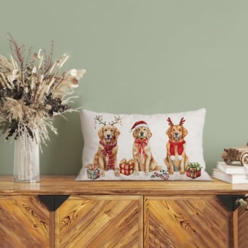 NUTEEN PET Dog Christmas Pillow Cover for Holiday Decor