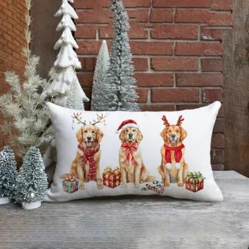 NUTEEN PET Dog Christmas Pillow Cover for Holiday Decor