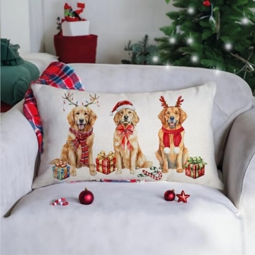 NUTEEN PET Dog Christmas Pillow Cover for Holiday Decor