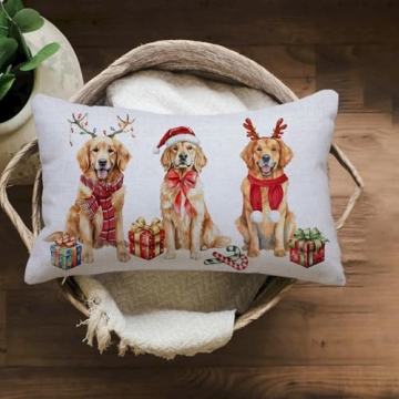 NUTEEN PET Dog Christmas Pillow Cover for Holiday Decor