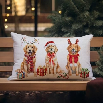 NUTEEN PET Dog Christmas Pillow Cover for Holiday Decor