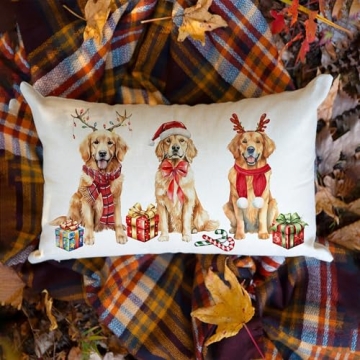 NUTEEN PET Dog Christmas Pillow Cover for Holiday Decor