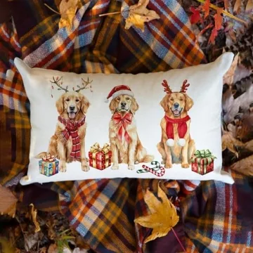 NUTEEN PET Dog Christmas Pillow Cover for Holiday Decor