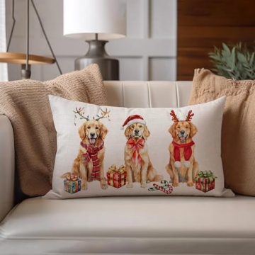 NUTEEN PET Dog Christmas Pillow Cover for Holiday Decor