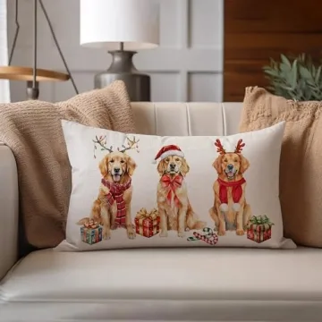 NUTEEN PET Dog Christmas Pillow Cover for Holiday Decor