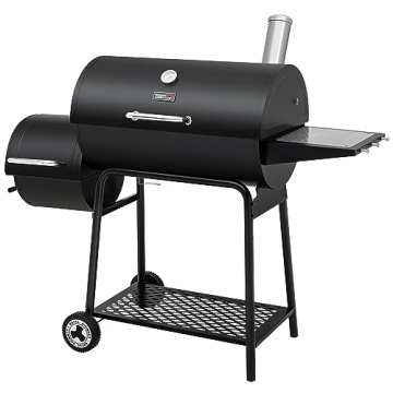 Royal Gourmet CC1830M 30-Inch Barrel Charcoal Grill with Offset Smoker & Warming Rack, Outdoor BBQ G...