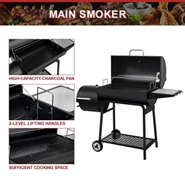 Royal Gourmet 30-Inch Charcoal Grill with Offset Smoker
