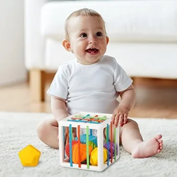 Aprilwolf Montessori Shape Sorting Cube for Toddlers 12-18 Months