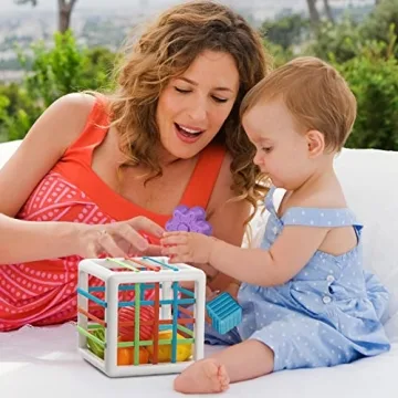 Aprilwolf Montessori Shape Sorting Cube for Toddlers 12-18 Months