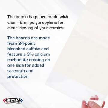BCW Current Comic Bags and Backing Boards | 200 Bags & 200 Boards | Acid-Free Archival Storage | Protects Comics from Damage | Crystal Clear Polypropylene Cut Comic Book Bags and Boards