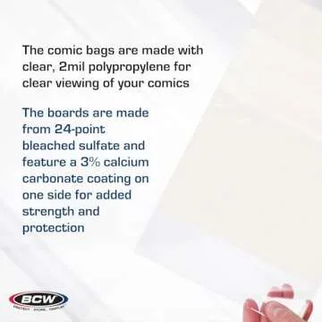 BCW Current Comic Bags and Backing Boards | 200 Bags & 200 Boards | Acid-Free Archival Storage | Protects Comics from Damage | Crystal Clear Polypropylene Cut Comic Book Bags and Boards