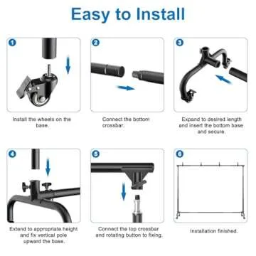 MOUNTDOG Photo Studio Backdrop Support System, 10FT Adjustable Photography Background Stand Kit with Backdrop Clamps, 2 Sandbags, and Carrying Bag for Portrait & Studio Photography Black-White