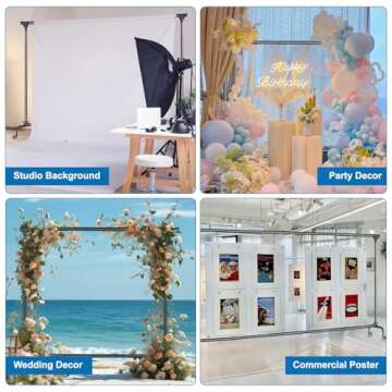 MOUNTDOG Photo Studio Backdrop Support System, 10FT Adjustable Photography Background Stand Kit with Backdrop Clamps, 2 Sandbags, and Carrying Bag for Portrait & Studio Photography Black-White