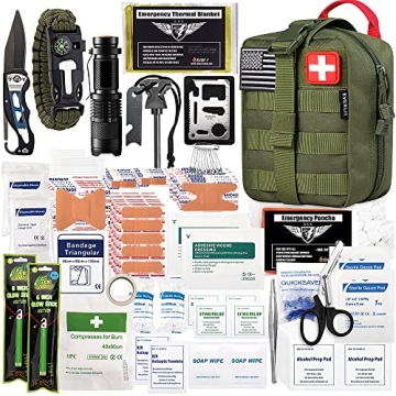 EVERLIT 250 PCS Survival First Aid Kit IFAK EMT Molle Pouch for Camping, Hiking and Emergencies
