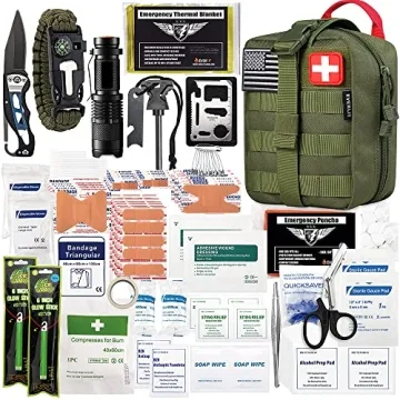 EVERLIT 250 PCS Survival First Aid Kit IFAK EMT Molle Pouch for Camping, Hiking and Emergencies