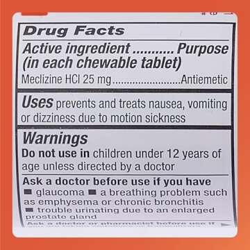 Rugby Meclizine Chewable Tablets 25mg - Anti-Nausea Medicine Helps with Motion Sickness - 100 Tablets (3 Pack)