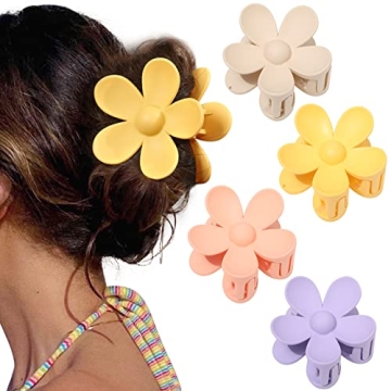 AWAYTR Flower Hair Clip Set - 4 Color Stylish Clips